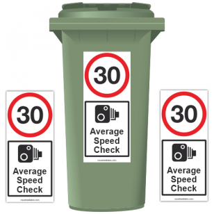 30 mph Average Speed Check Speed Reduction Wheelie Bin Stickers XL